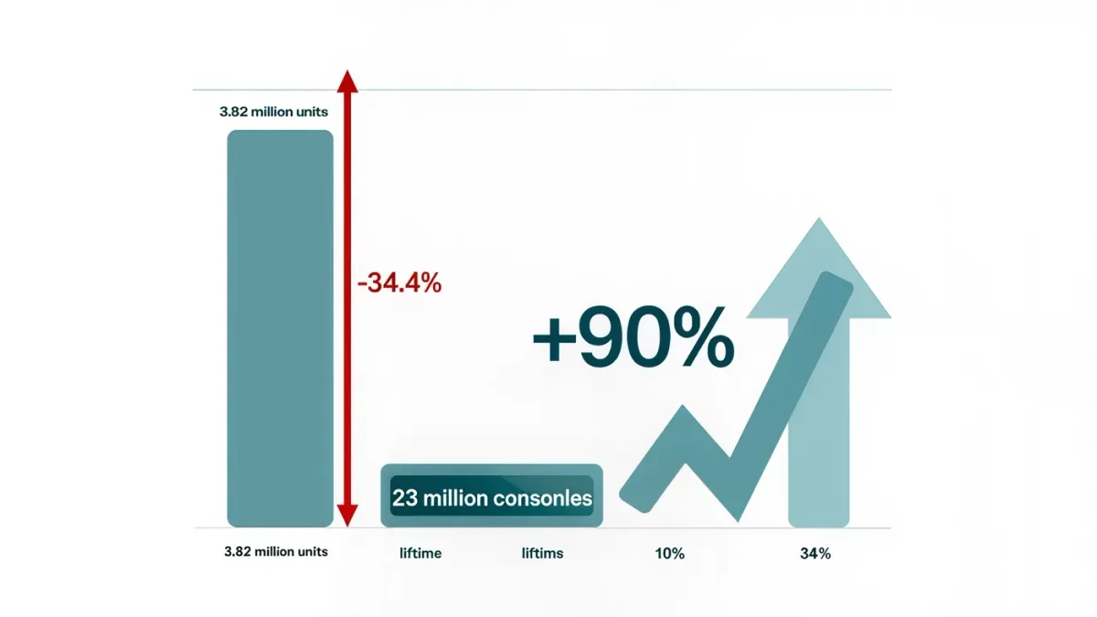 Infographic of Switch 2 quarterly sales decline and digital sales growth