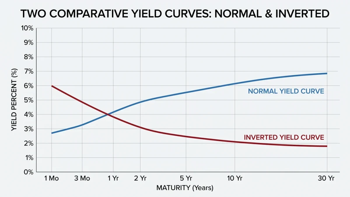 Line chart comparing short and long Treasury yield paths over time