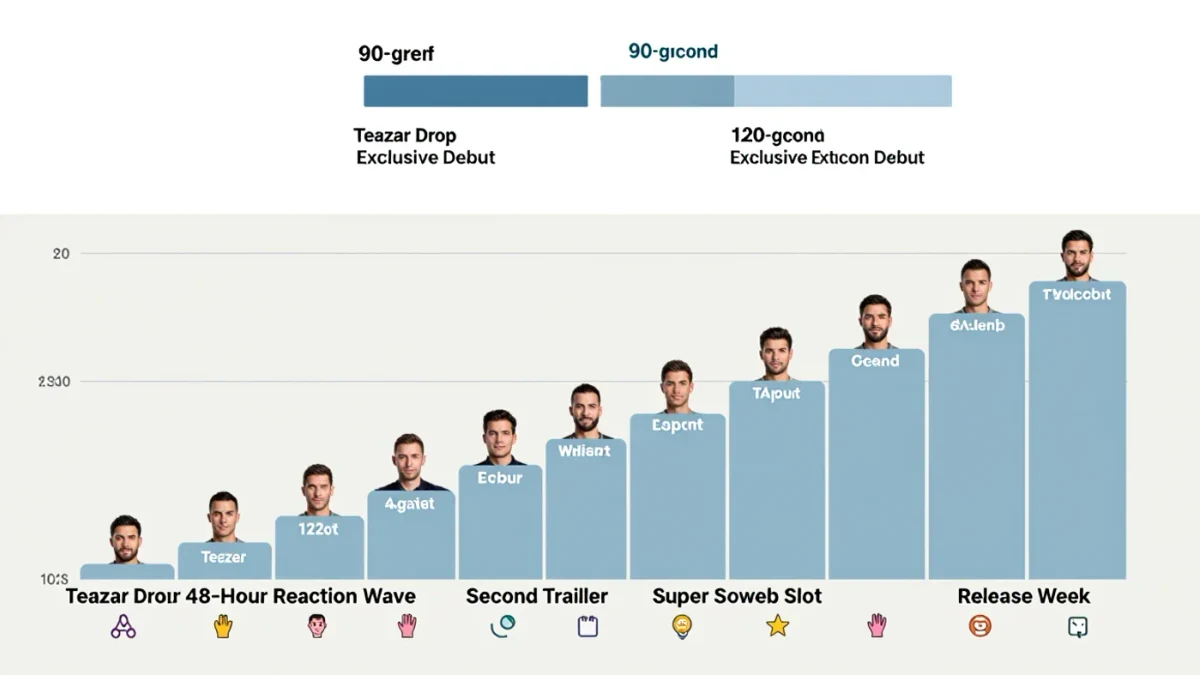 Infographic timeline of a movie trailer campaign from teaser to release