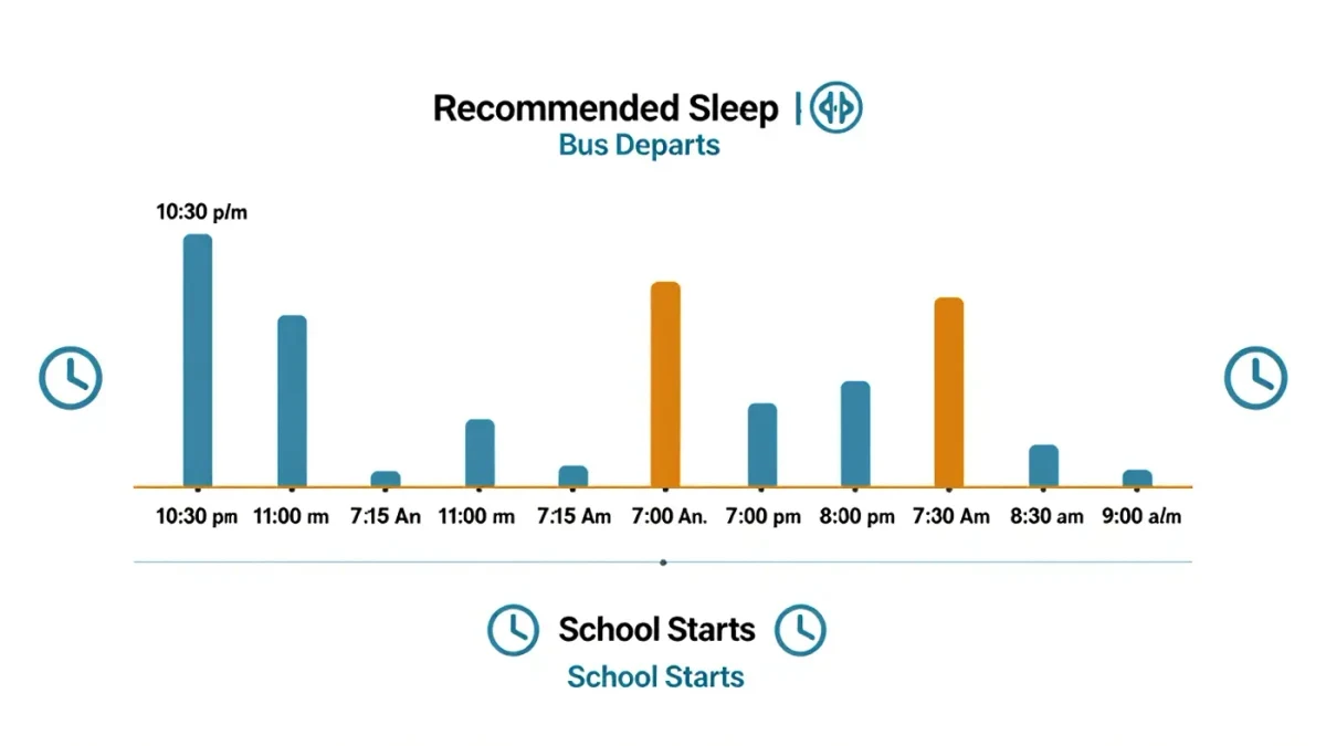 Chart comparing teen sleep needs with early school bell times