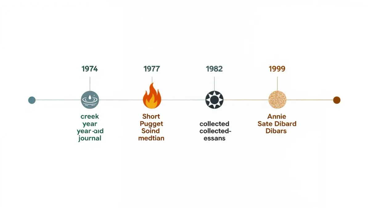 Timeline marking four Annie Dillard books from 1974 to 1999