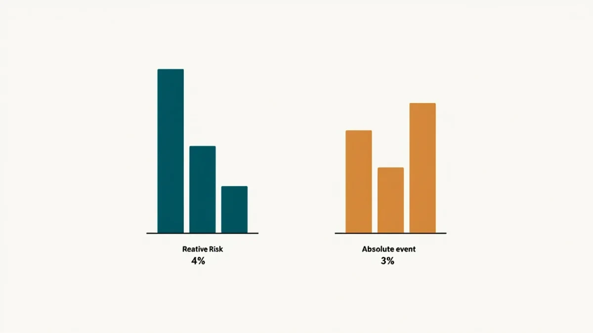 Bar chart comparing relative and absolute risk reductions