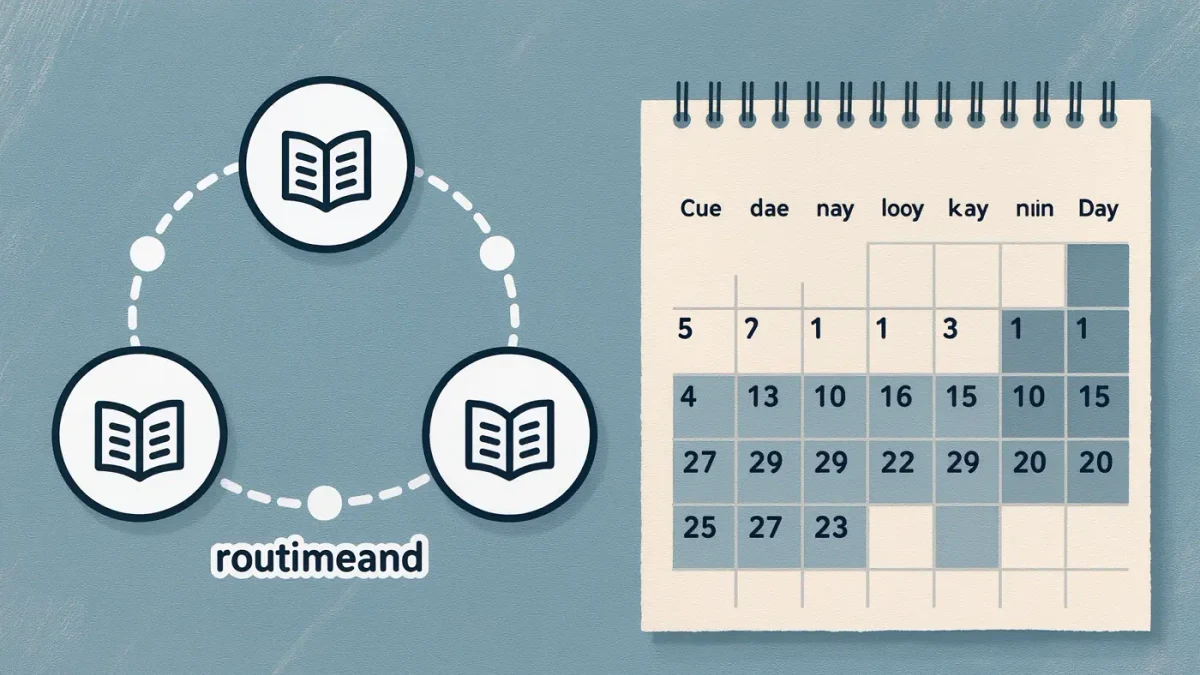 Infographic of habit loop icons beside a filled streak calendar