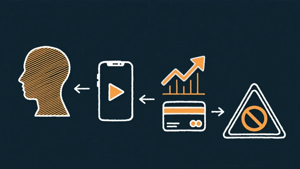 Infographic explaining the fake AI celebrity ad scam in four steps