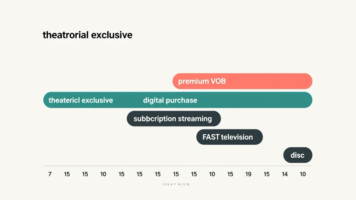 Stacked area chart of revenue windows from theatrical through FAST
