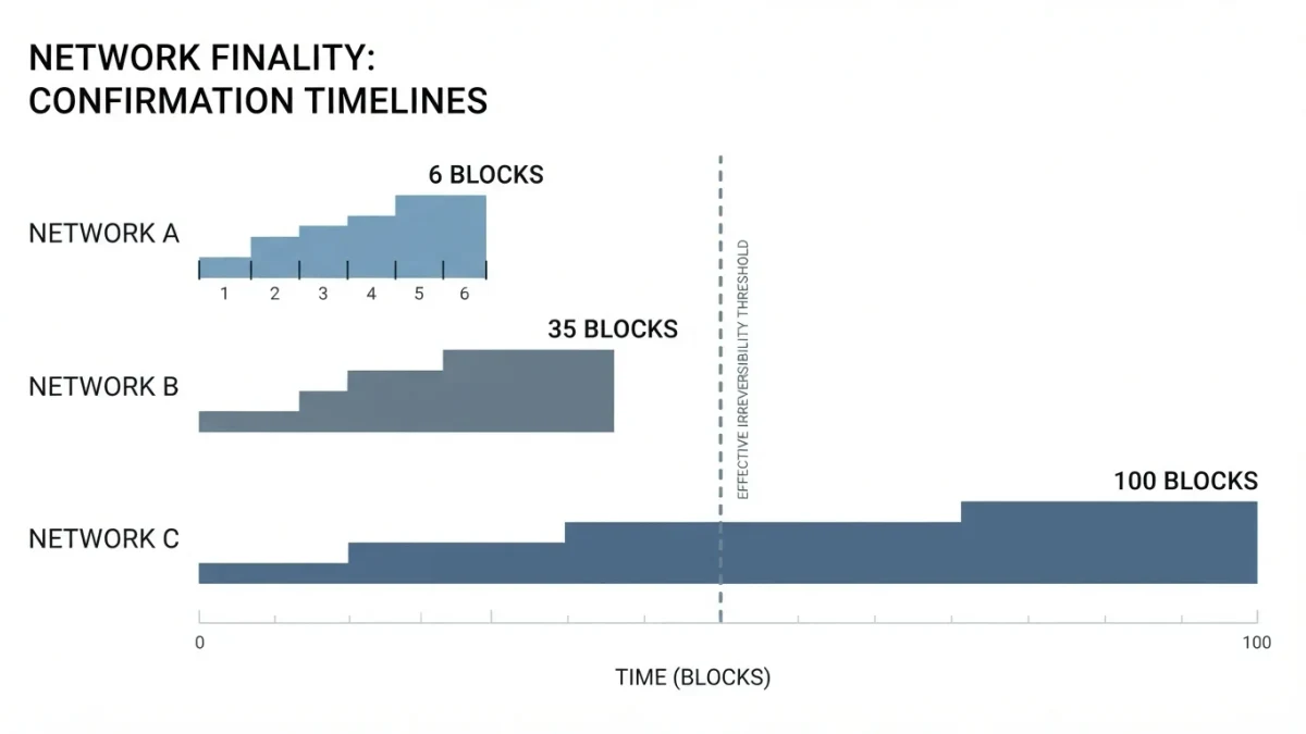 Chart comparing how many blocks different networks require before payments become final