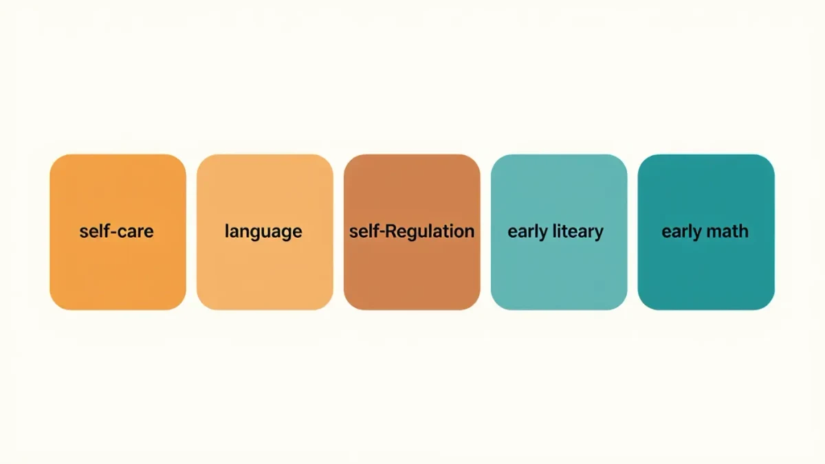 Simple chart of five kindergarten readiness skill areas