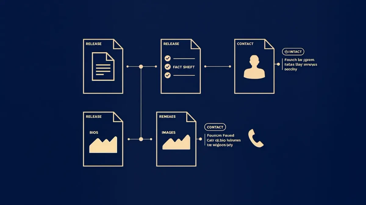 Infographic chart showing the five components of a launch press kit