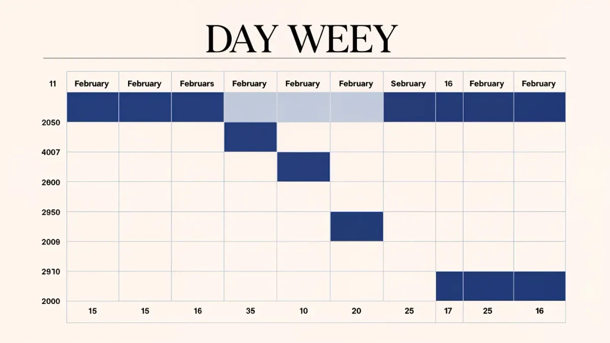 Infographic of a six-day fashion week calendar grid with highlighted anchor show slots
