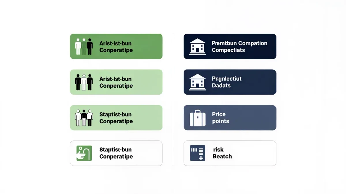 Split infographic comparing artist-run and blue-chip gallery operations