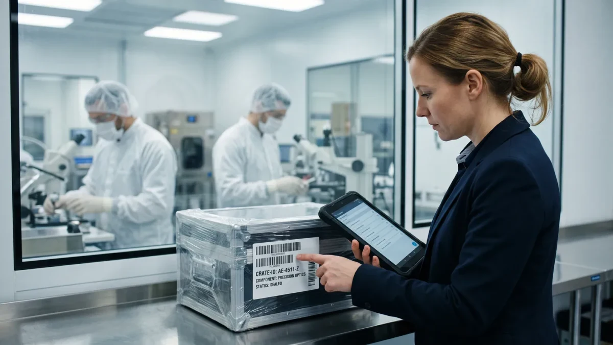 Compliance officer screening shipments at a semiconductor facility