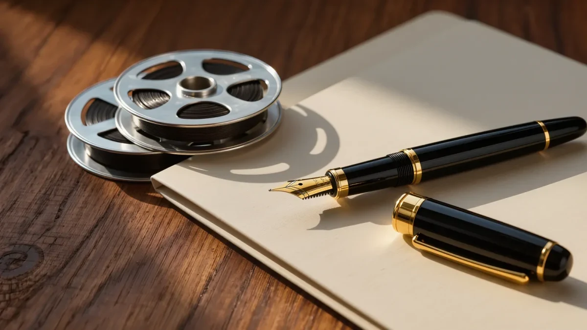 Contract and pen beside master tape reels in studio