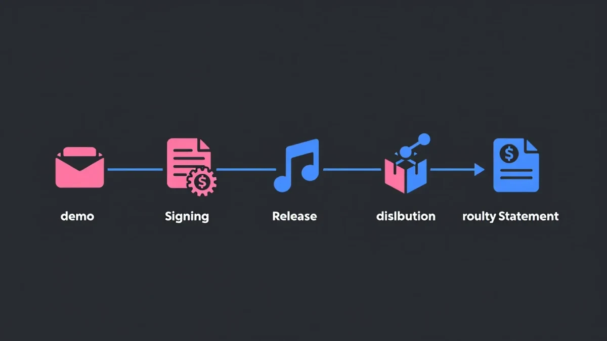 Infographic diagram of an indie record label's workflow