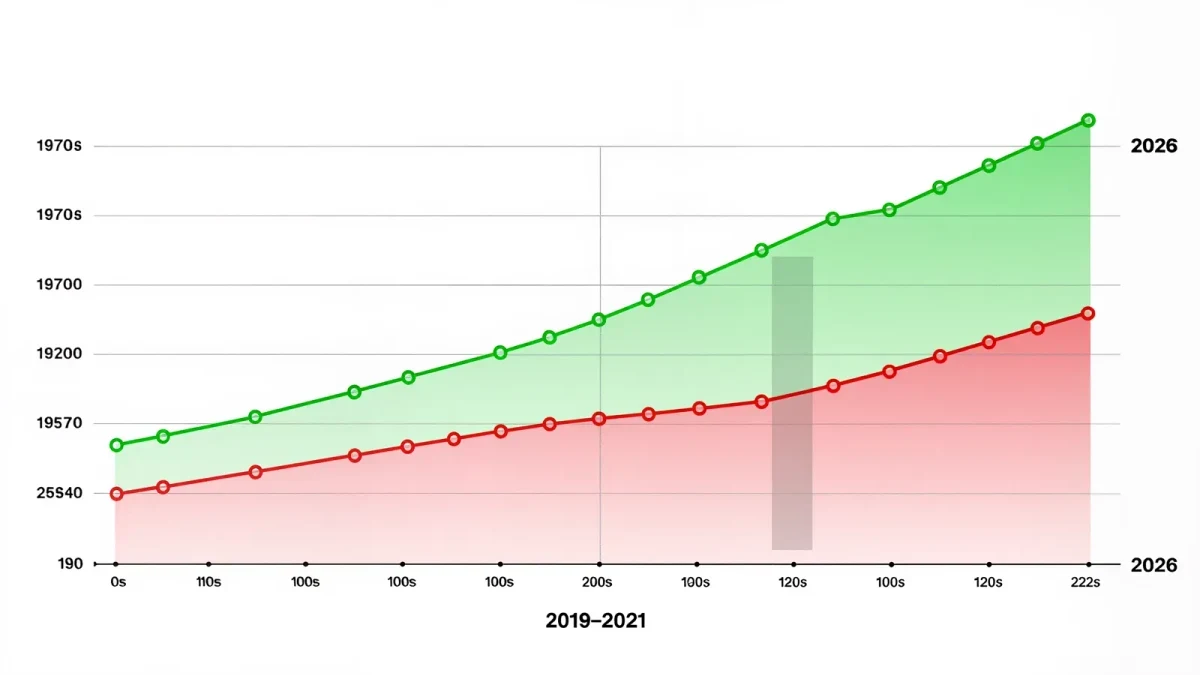 Chart of two trend lines diverging for two age groups