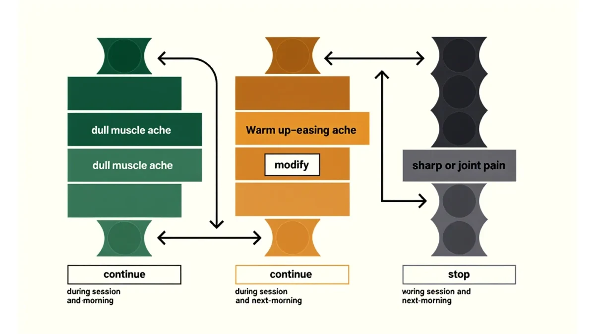 Traffic-light chart of pain types during and after training