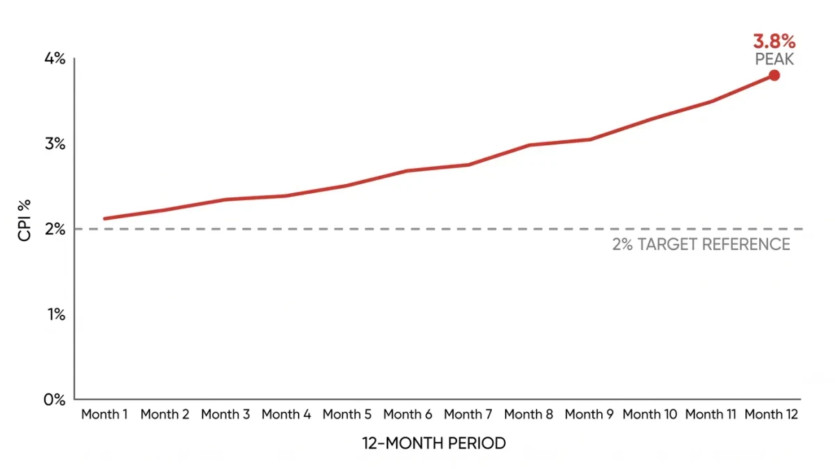 Annual CPI line accelerating to 3.8 percent peak