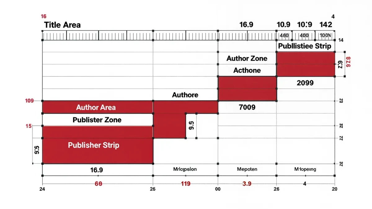 Diagram of ruled horizontal bands structuring a mid-century paperback cover