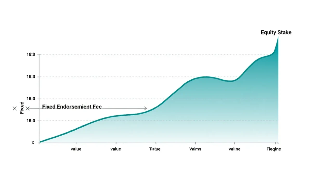 Chart comparing endorsement fees against equity payout scenarios