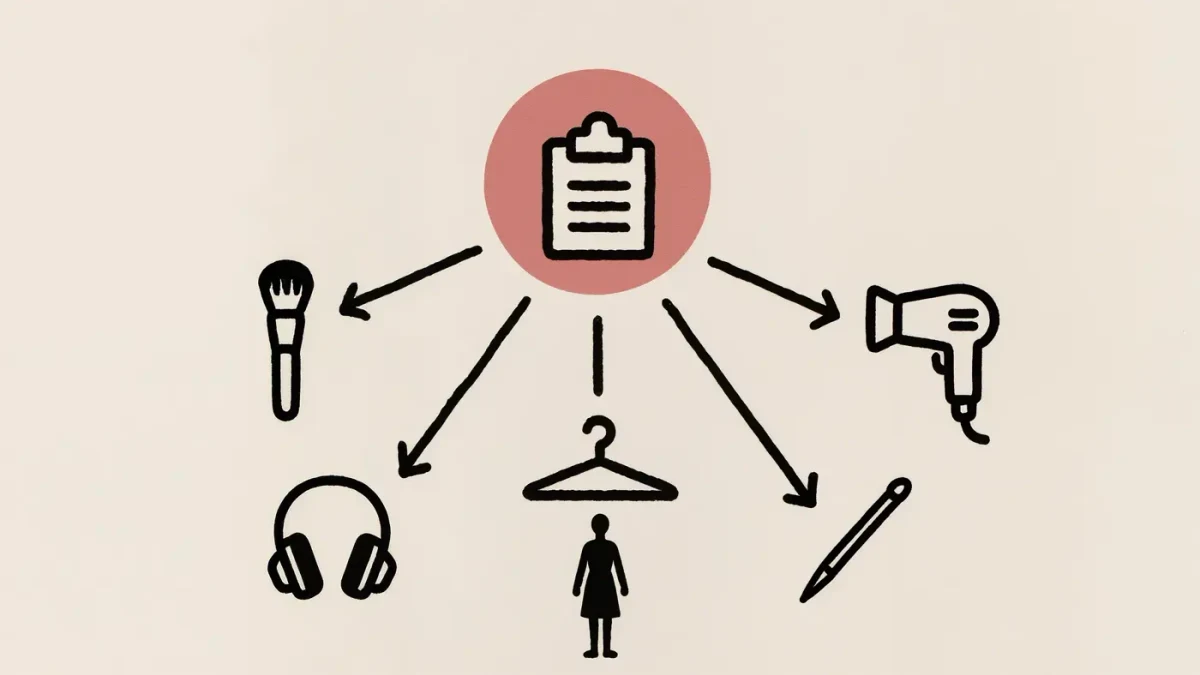 Infographic diagram of backstage fashion show roles and reporting lines