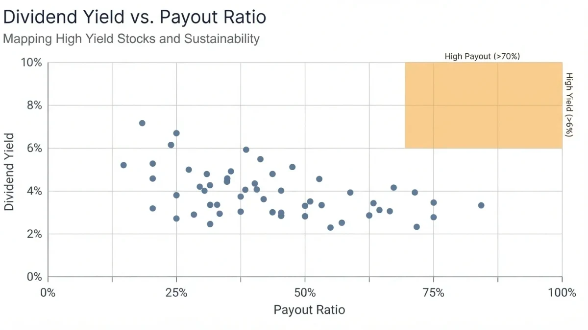 Infographic chart mapping dividend yield against payout ratio