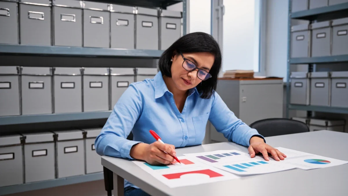 Statistician comparing data vintages across archived printouts