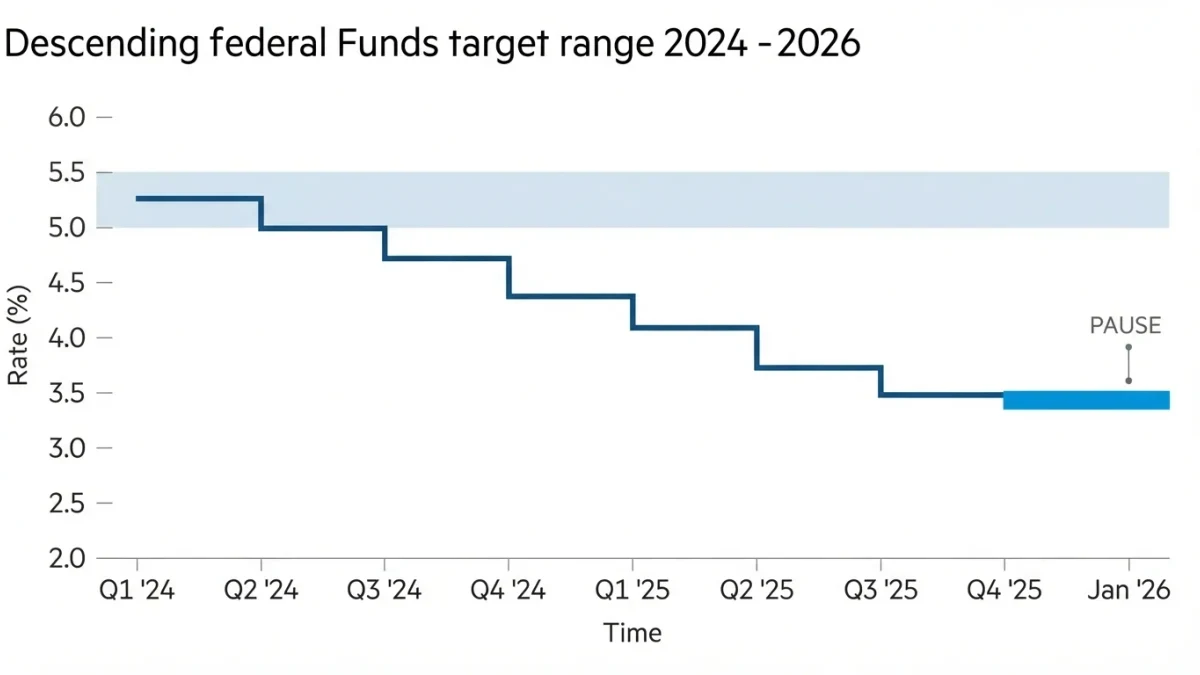 Infographic of the federal funds target range holding steady
