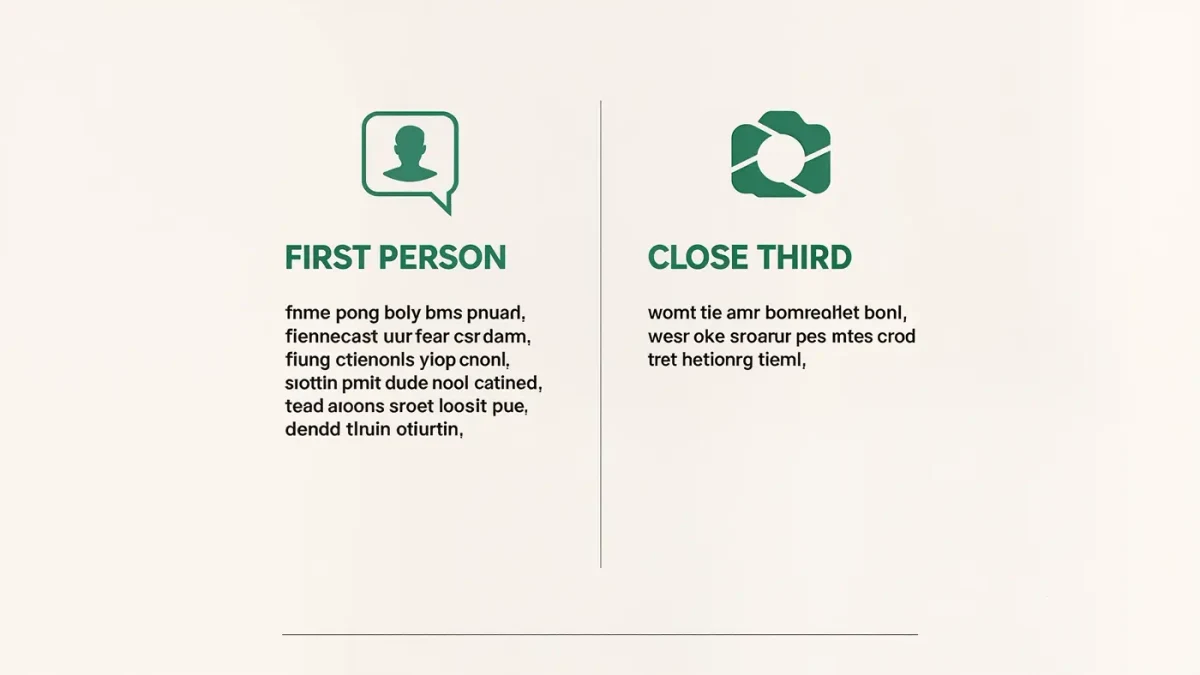Infographic comparing one sentence in first person and close third