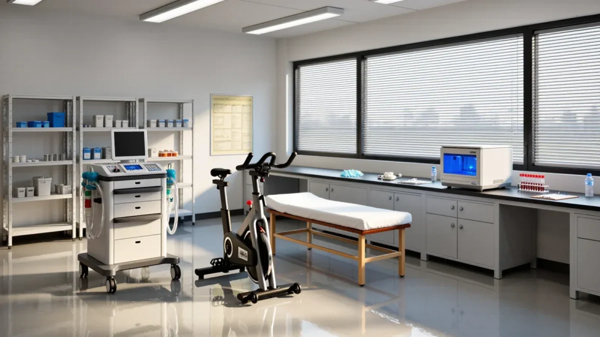 Quiet physiology laboratory with testing equipment and no people
