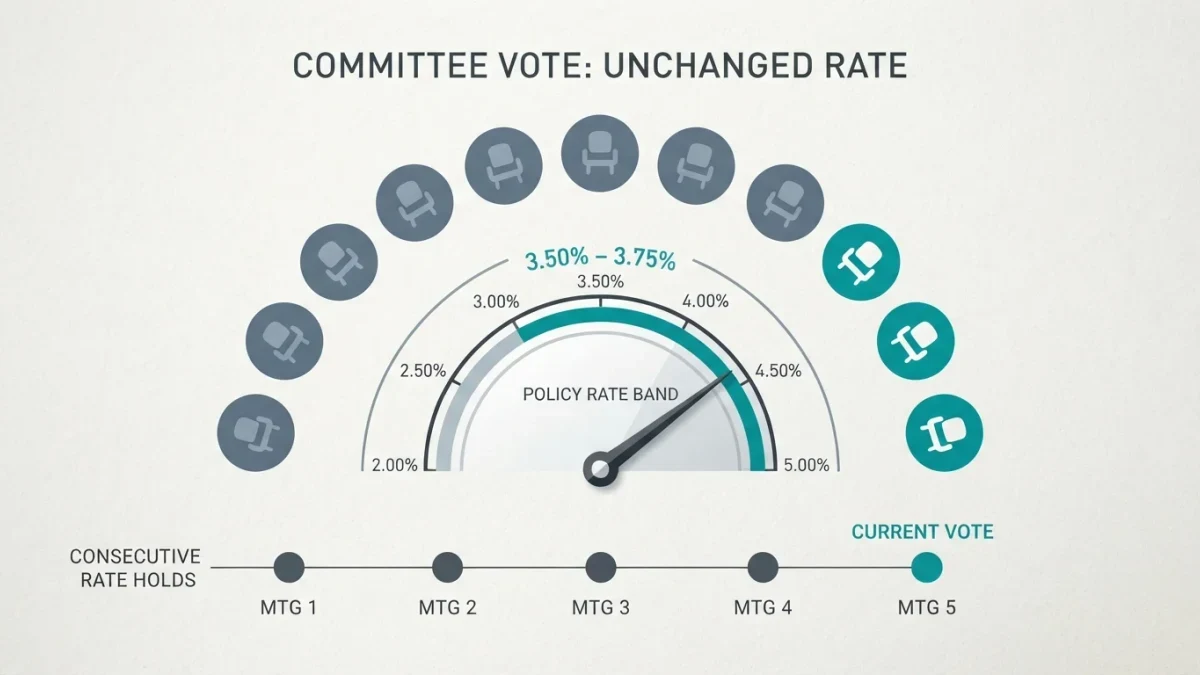 Infographic of a committee vote split nine to three