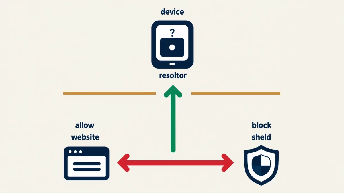 Flowchart of a web request checked against blocklists