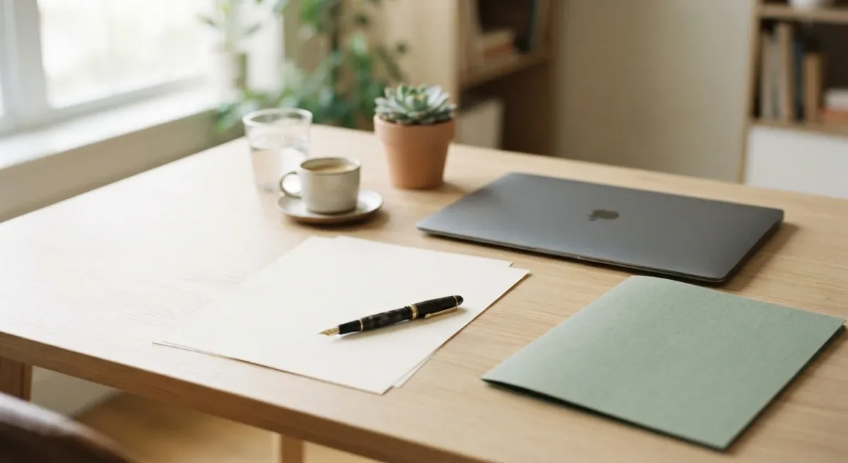 Unsigned employment paperwork and pen on a desk