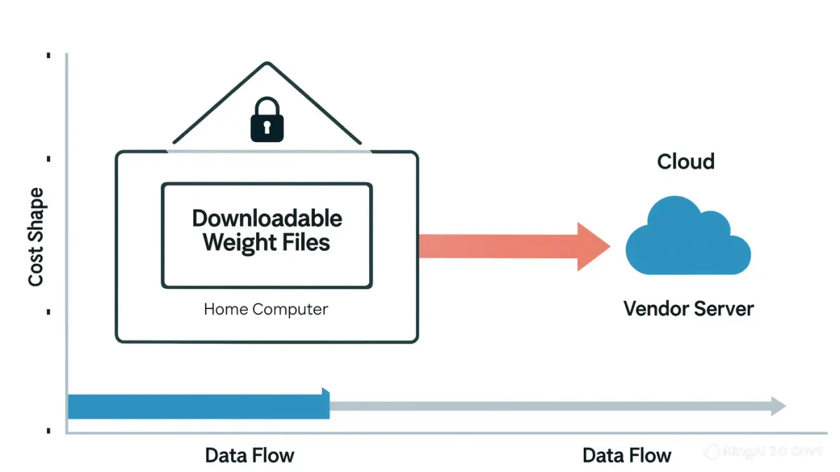 Infographic comparing local model weights with cloud API serving