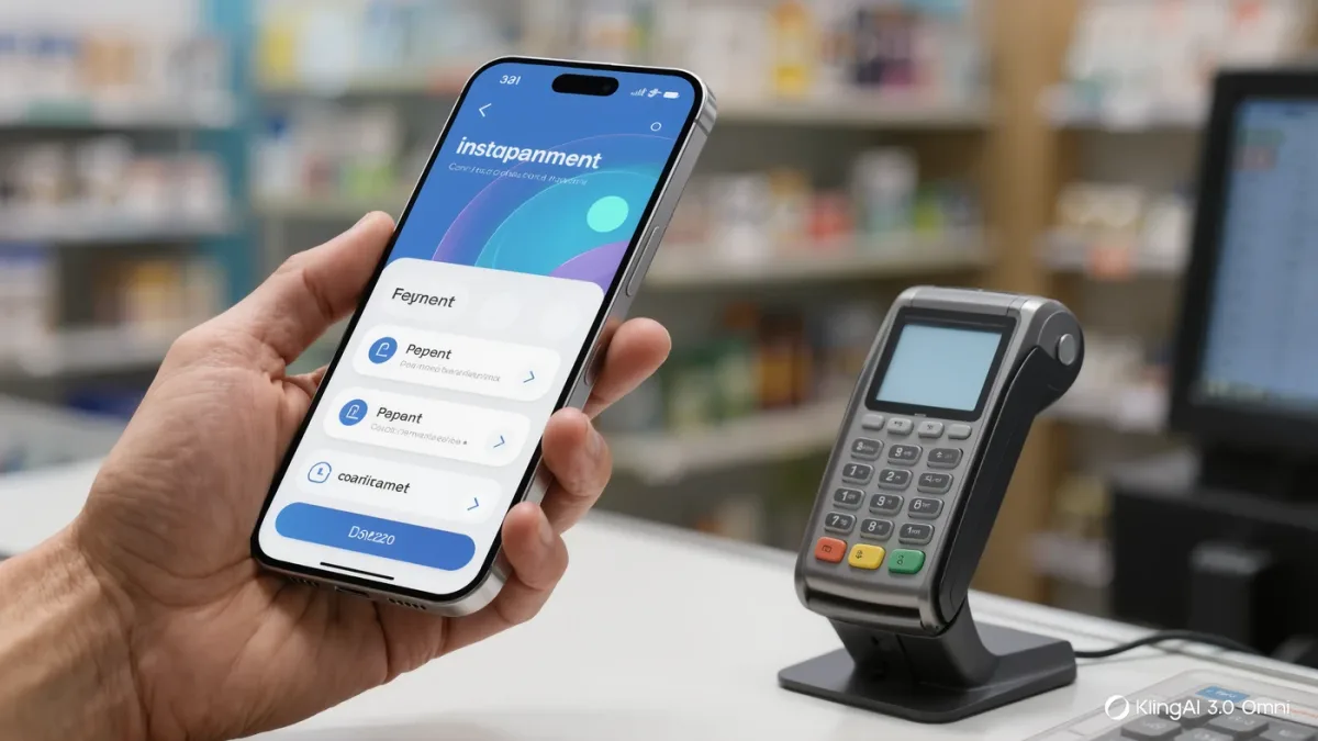 Close-up of a mobile phone confirming an installment payment at checkout