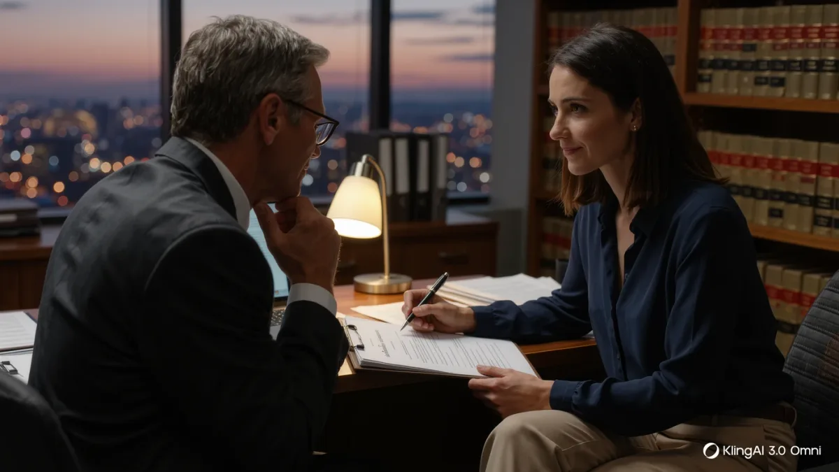 Founder reviewing grant documents with an attorney before signing