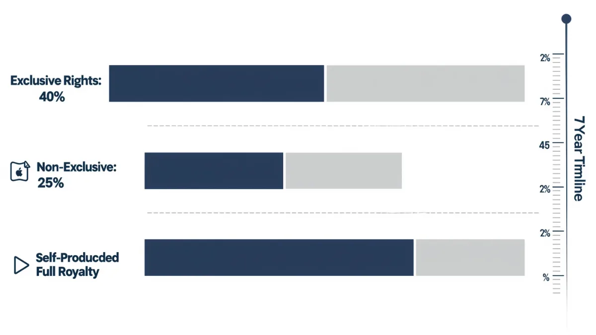 Infographic comparing audiobook royalty splits and contract terms