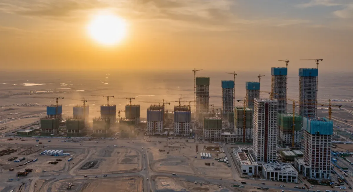 Central Business District towers of Egypt's new capital rising from the desert
