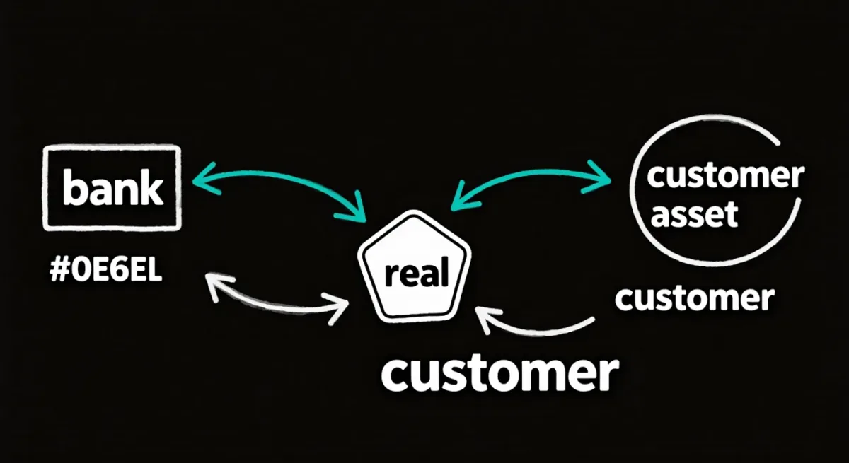 Flat infographic of Islamic finance contract flows from bank to asset to customer