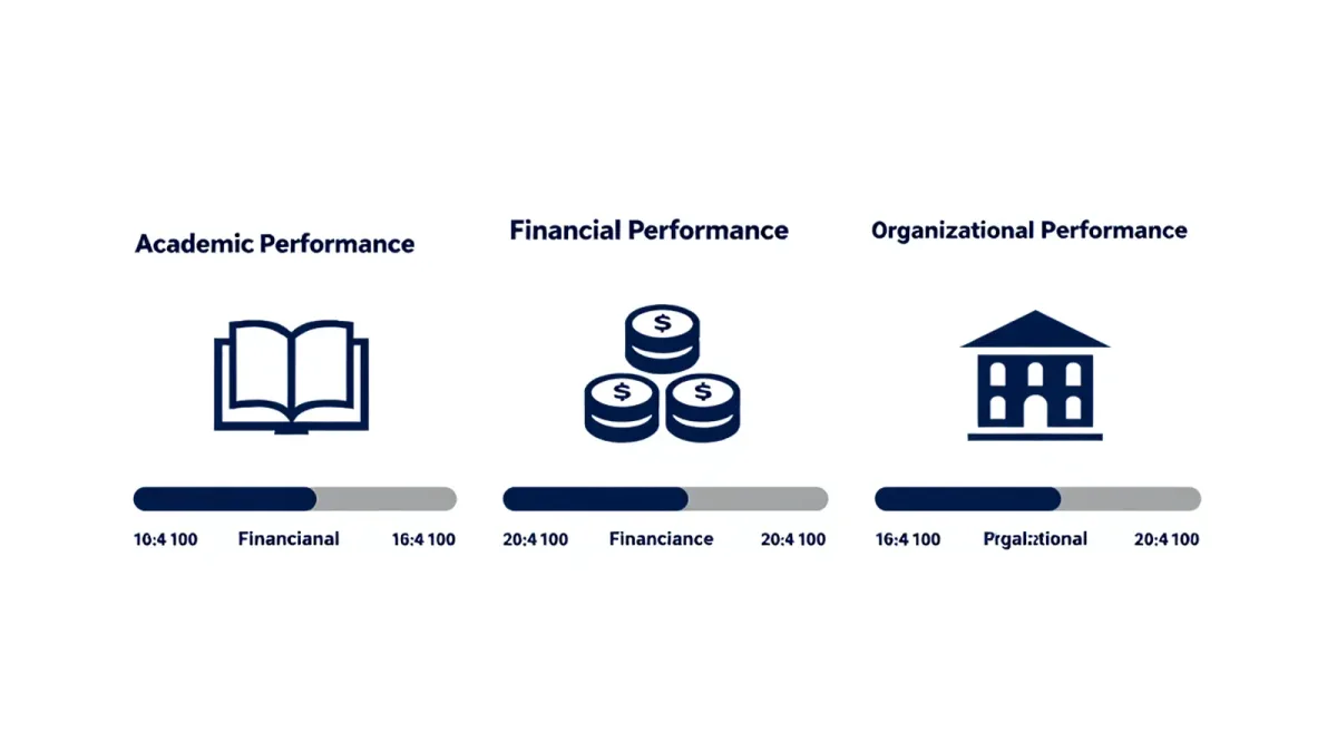 Three-domain charter authorizer performance framework diagram covering academics, finances, governance