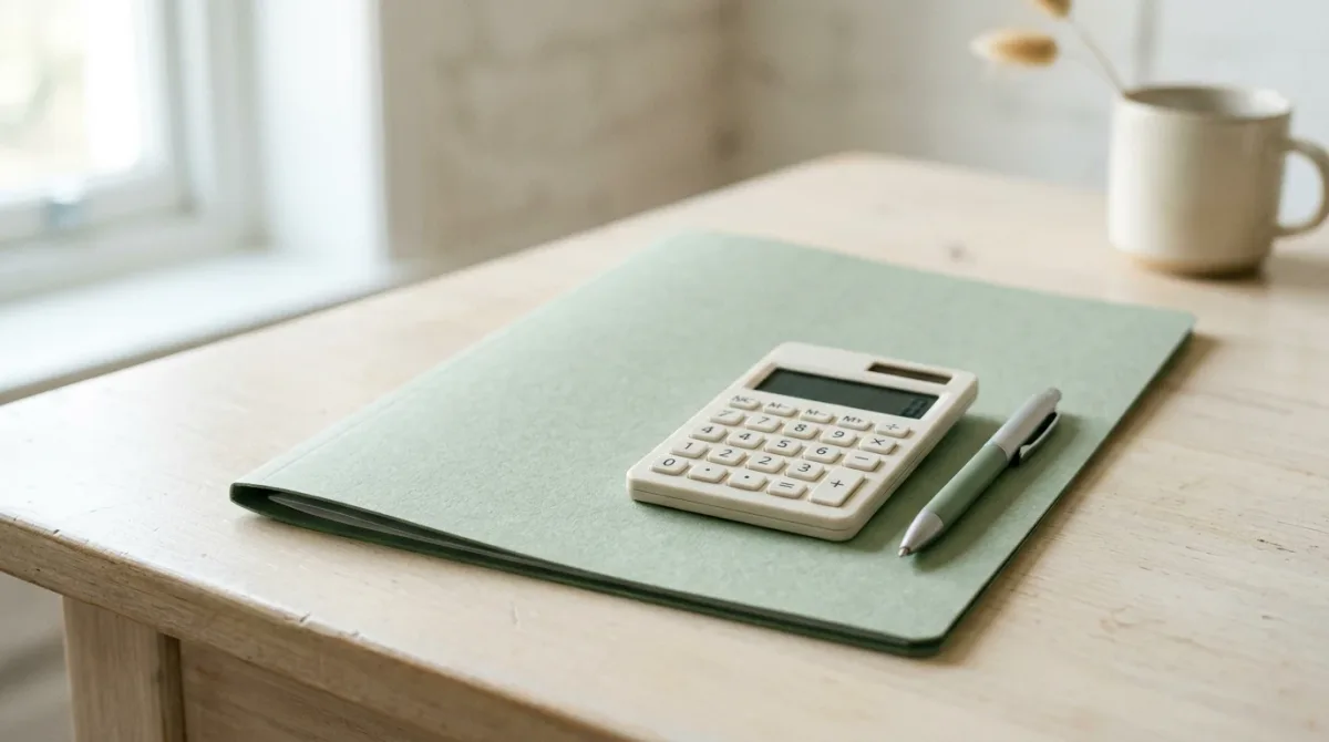 Condo association budget folder and calculator on a table
