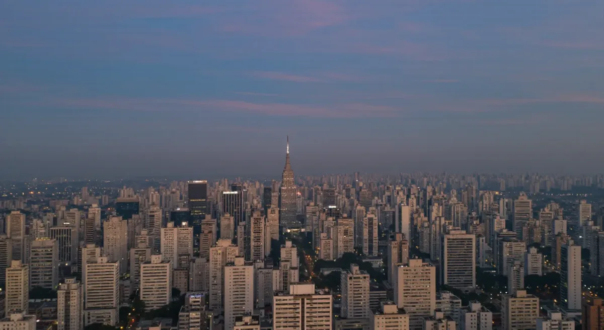 São Paulo skyline at dusk from a distance