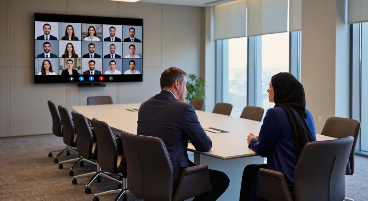 Video call between Gulf and US technology teams