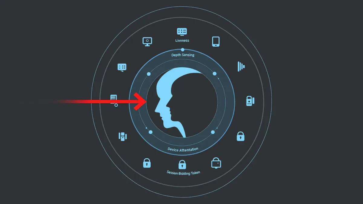 Infographic of layered capture defenses around a face silhouette