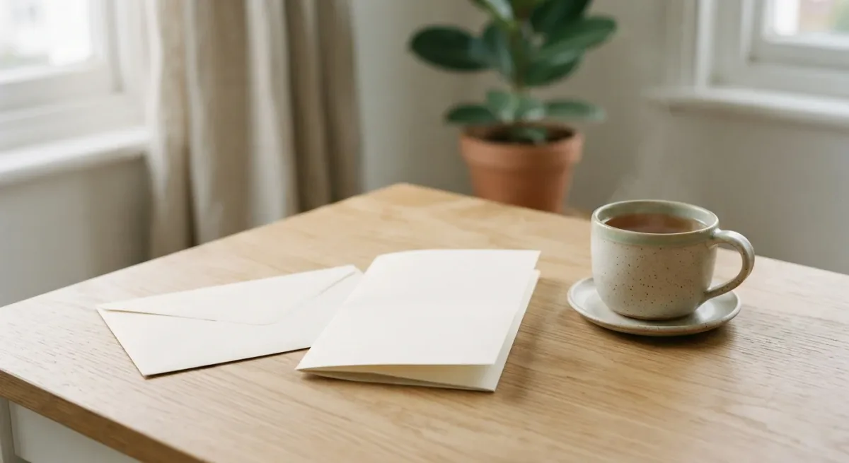 Bank envelope and plain benefit notice on a kitchen table