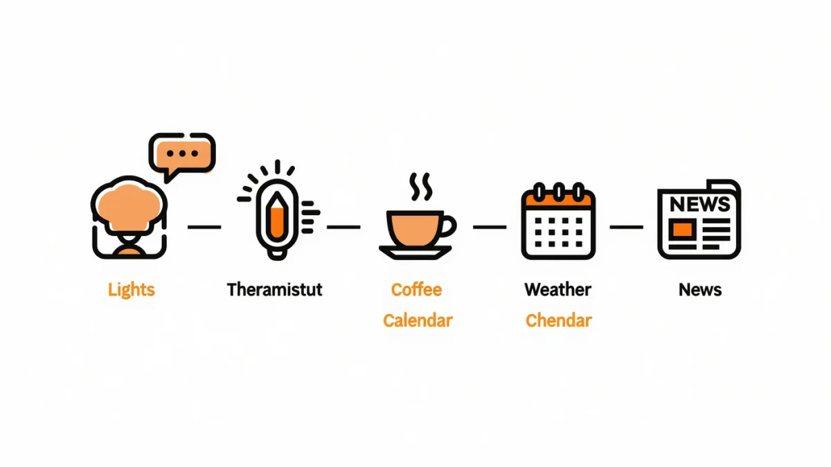 Morning routine automation flow as sequence graphic