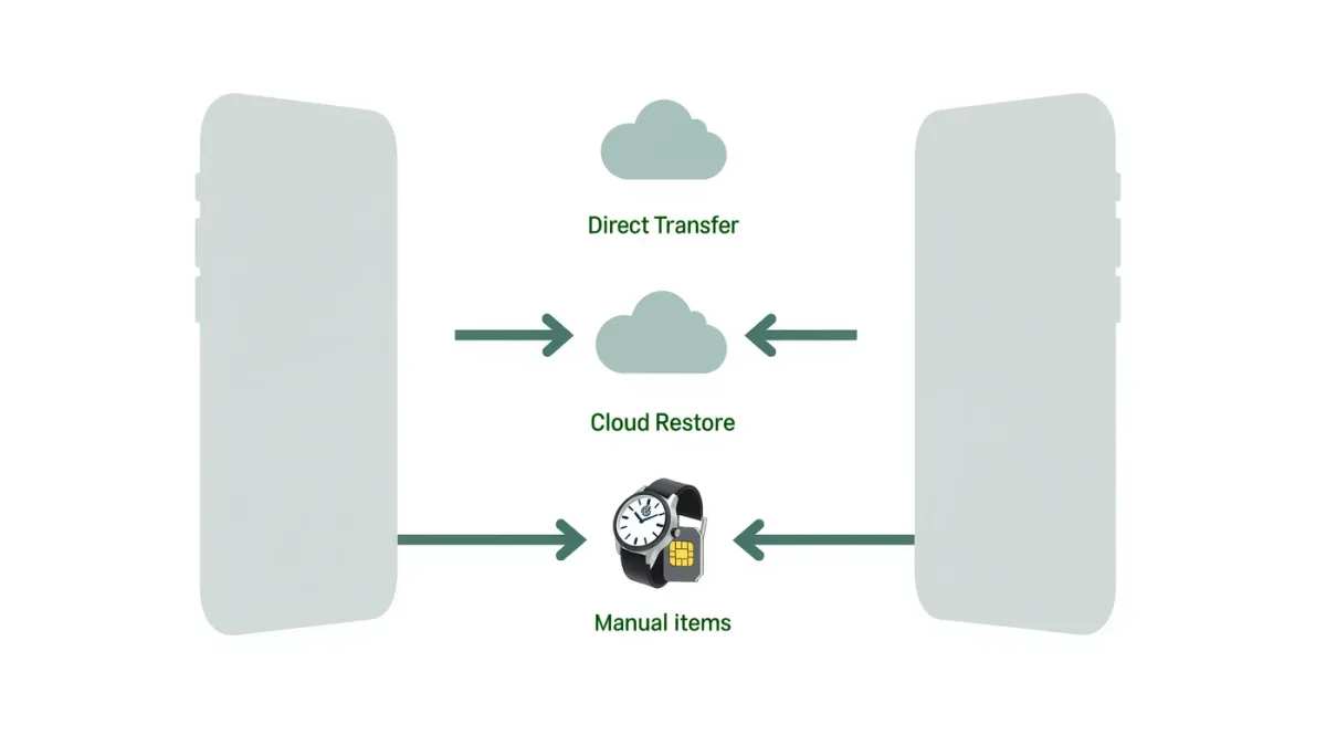 Diagram of iPhone migration steps and data paths
