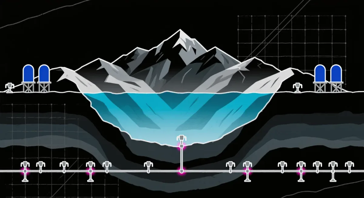 Flat infographic of Mexico City's water balance