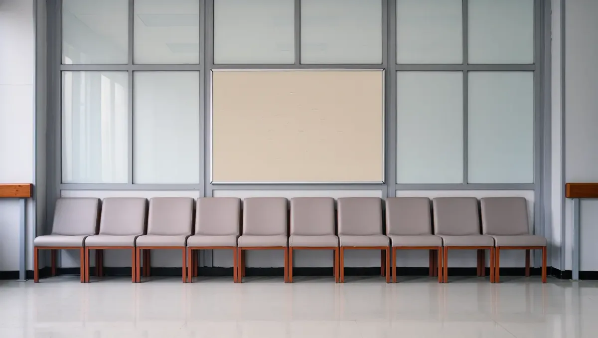 Empty waiting area outside a hearing room
