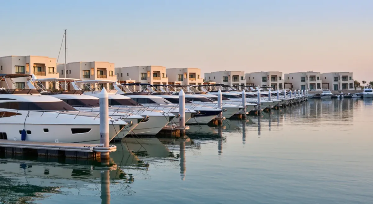 Marina and residential units at an Omani coastal tourism complex