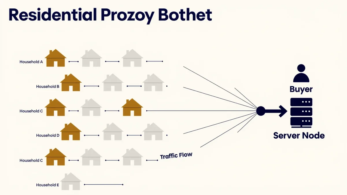 Neighborhood of houses each outlined as networked nodes