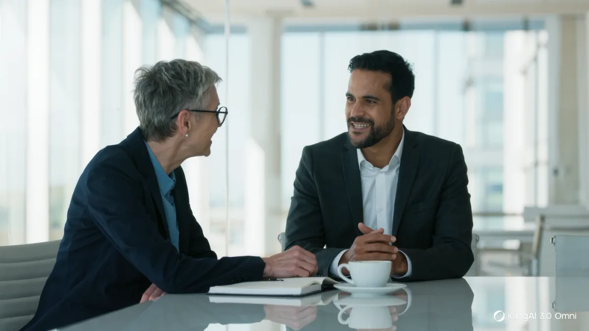 Investor partner questioning a founder across a meeting table